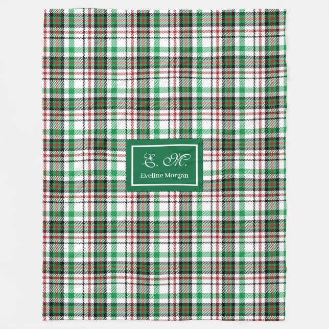 Personalized Holiday Throw Blanket Plaid Keepsake Fleecefilt (Framsidan)