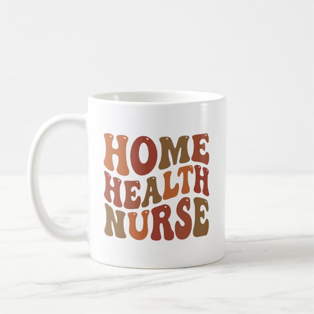 Personalized Home Health Nurse Retro Typography Kaffemugg (Vänster)