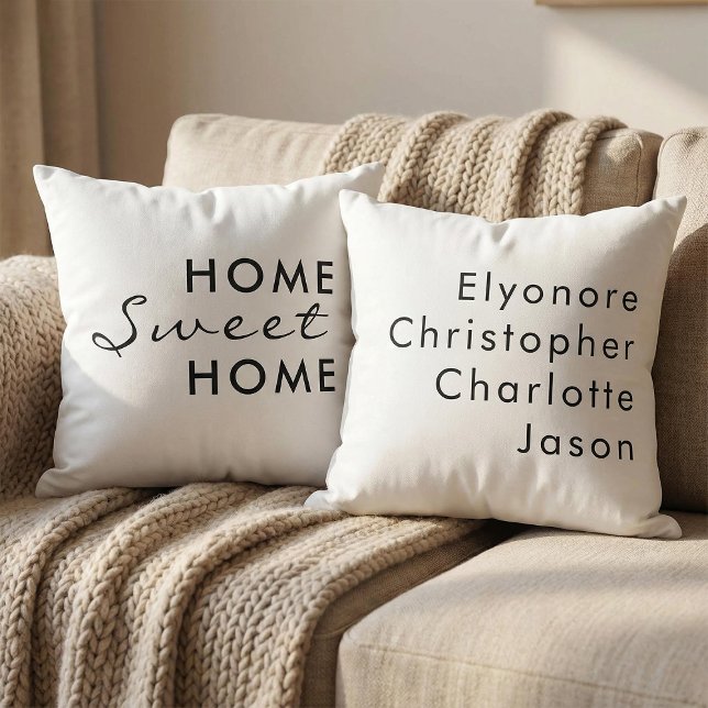 Personalized Home Sweet Home Farmhouse Typography Kudde (Skapare uppladdad)