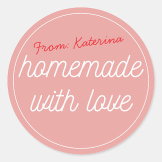Personalized homemade with love runt klistermärke