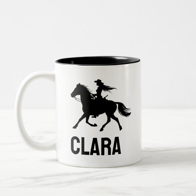 personalized horse girl mug custom name equestrian Två-Tonad mugg (Vänster)