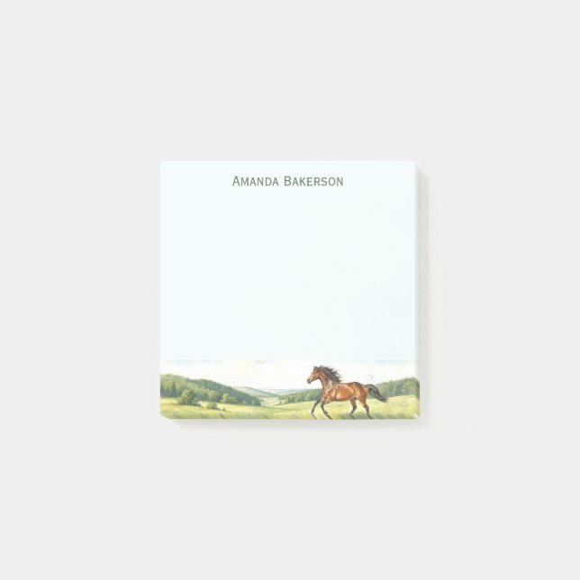 Personalized Horse Stationery Customized Name Post-it Block (Framsida)