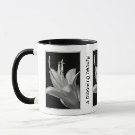 Personalized Hosta Flower in Black and White Mugg