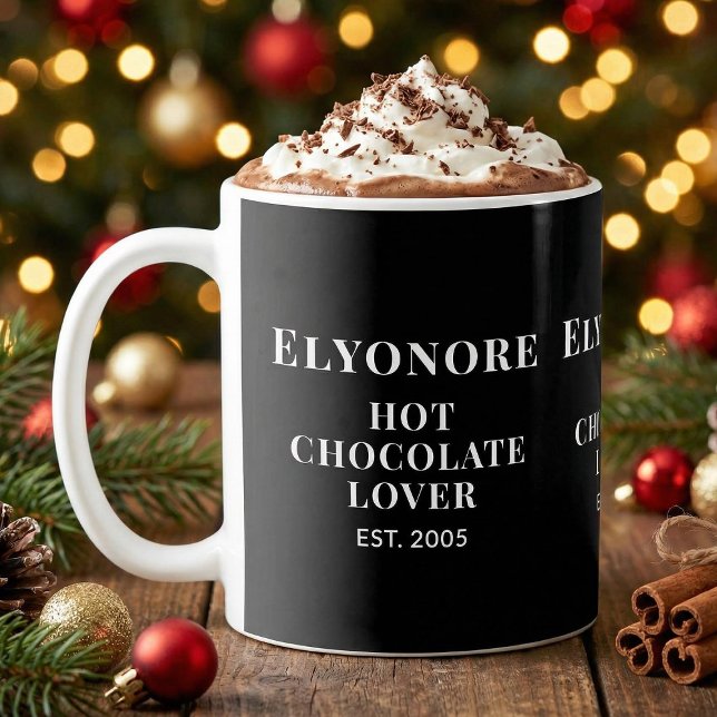 Personalized Hot Chocolate Lover White Script  Kaffemugg (Skapare uppladdad)