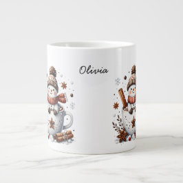 Personalized Hot Cocoa Snowman Custom Name Mug Jumbo Mugg