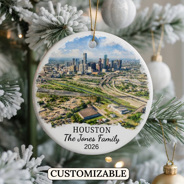 Personalized Houston Ornament, Custom Texas Julgransprydnad Keramik (Skapare uppladdad)