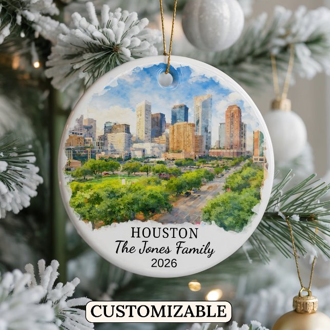 Personalized Houston Ornament, Custom Texas Julgransprydnad Keramik (Skapare uppladdad)