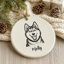 Personalized Husky Dog Christmas Julgransprydnad Keramik