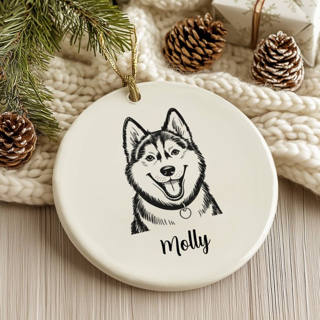 Personalized Husky Dog Christmas Julgransprydnad Keramik (Skapare uppladdad)