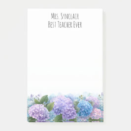 Personalized Hydrangea Flower Teacher Appreciation Post-it Block