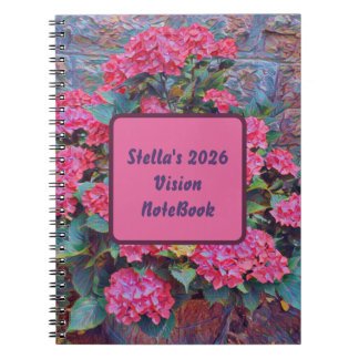 Personalized hydrangea paint Vision notebook 2026 Anteckningsbok