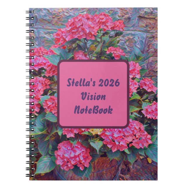 Personalized hydrangea paint Vision notebook 2026 Anteckningsbok (Framsidan)