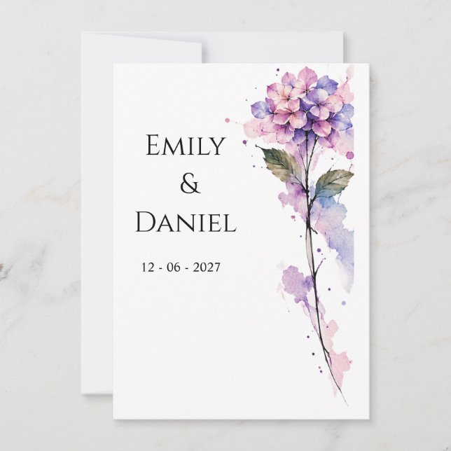 Personalized Hydrangea Save the Date Card Spara Datumet (Framsida)