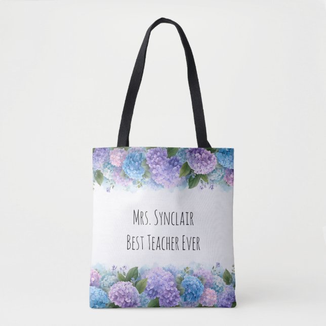 Personalized Hydrangea Teacher Thank You Tygkasse (Framsida)
