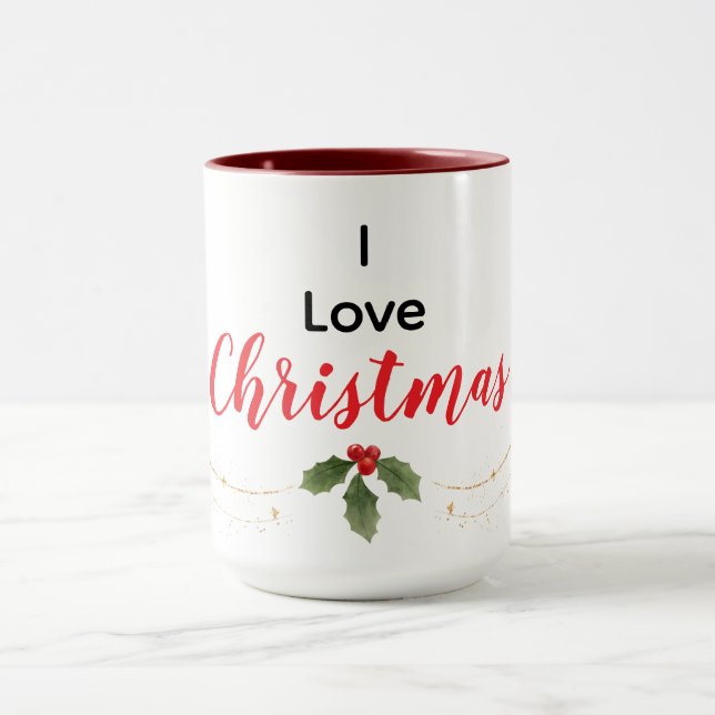 Personalized I Love Christmas Mug Mugg (Center)