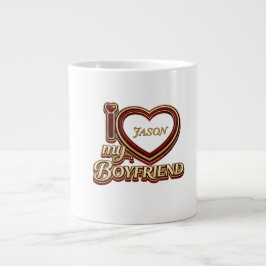 Personalized I Love My Boyfriend Custom Name Jumbo Mugg