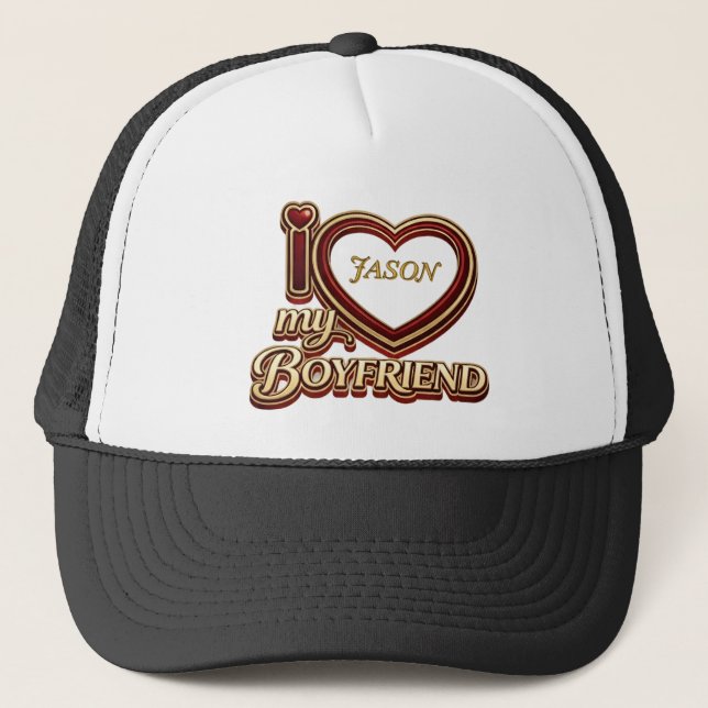 Personalized I Love My Boyfriend Custom Name Keps (Framsida)