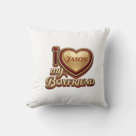 Personalized I Love My Boyfriend Custom Name Kudde