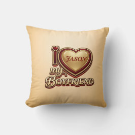 Personalized I Love My Boyfriend Custom Name Kudde