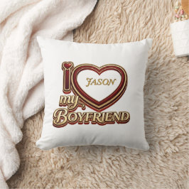 Personalized I Love My Boyfriend Custom Name Kudde