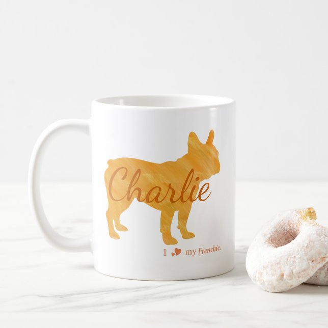 Personalized I Love My Frenchie French Bulldog Kaffemugg (Med munk)