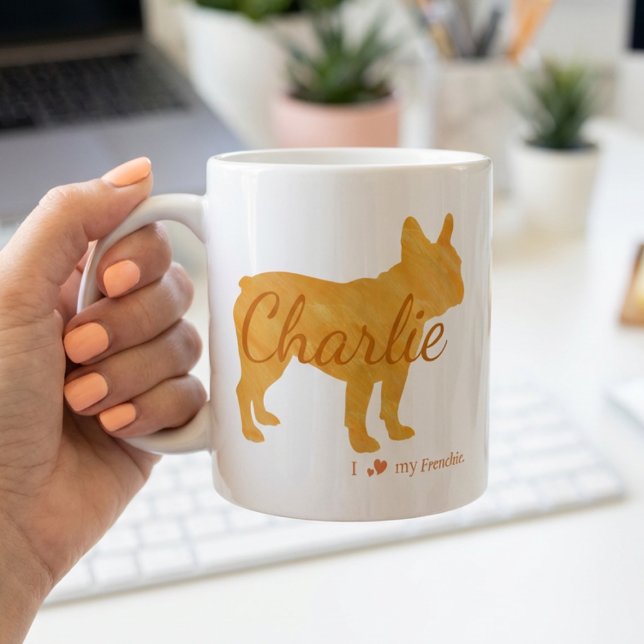 Personalized I Love My Frenchie French Bulldog Kaffemugg (Skapare uppladdad)