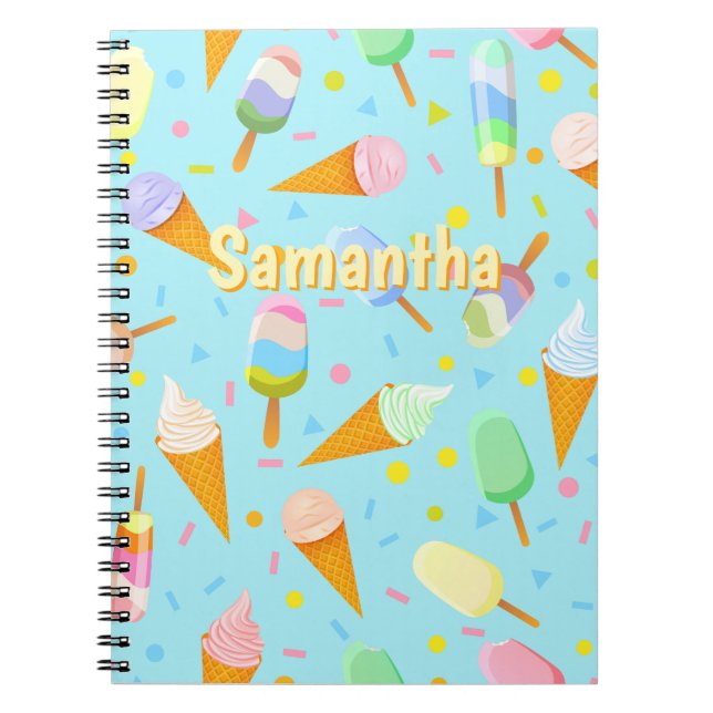 Personalized Ice Cream Notebook | Sweet Summer Anteckningsbok (Framsidan)