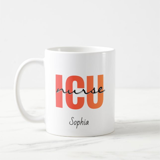 Personalized ICU Nurse Bold Typography Kaffemugg (Vänster)