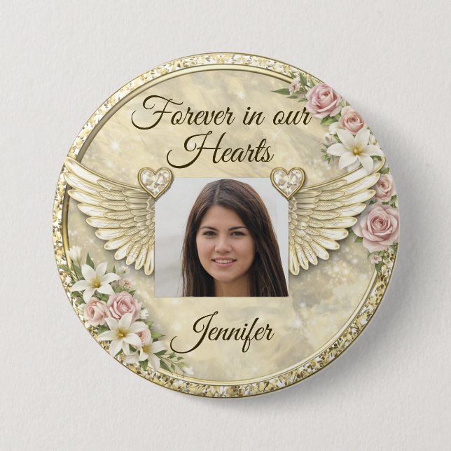 Personalized In Memorial Photo Template Knapp (Framsida)