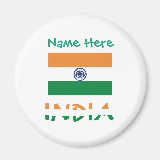 Personalized India Flag Round Magnet (Framsidan)