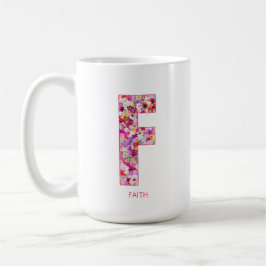 Personalized Initial | Floral Letter F Monogram Kaffemugg