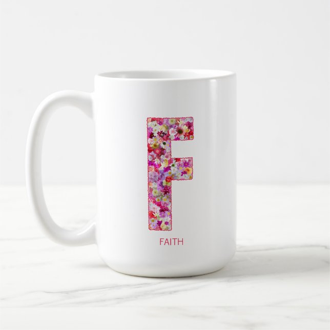 Personalized Initial | Floral Letter F Monogram  Kaffemugg (Vänster)