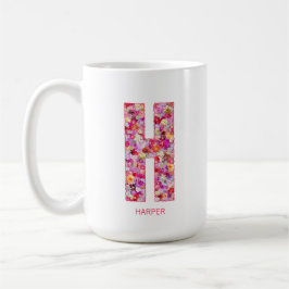 Personalized Initial | Floral Letter H Monogram Kaffemugg