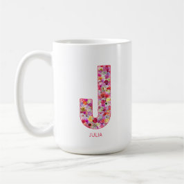 Personalized Initial | Floral Letter J Monogram Kaffemugg