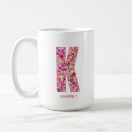 Personalized Initial | Floral Letter K Monogram Kaffemugg