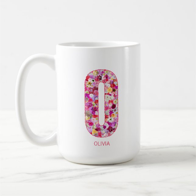 Personalized Initial | Floral Letter O Monogram  Kaffemugg (Vänster)