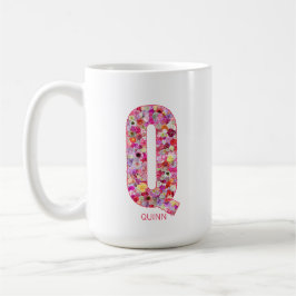 Personalized Initial | Floral Letter Q Monogram Kaffemugg