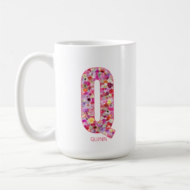 Personalized Initial | Floral Letter Q Monogram  Kaffemugg (Vänster)