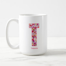 Personalized Initial | Floral Letter R Monogram Kaffemugg