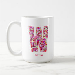 Personalized Initial | Floral Letter W Monogram Kaffemugg