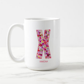Personalized Initial | Floral Letter X Monogram Kaffemugg