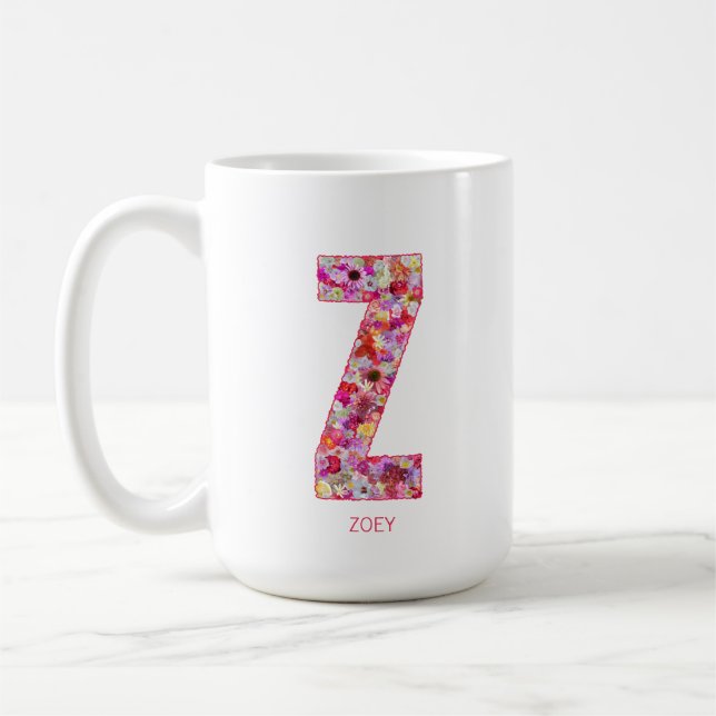 Personalized Initial | Floral Letter Z Monogram  Kaffemugg (Vänster)