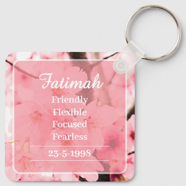 Personalized Initial Name Traits Keychain Gift Nyckelring (Baksida)