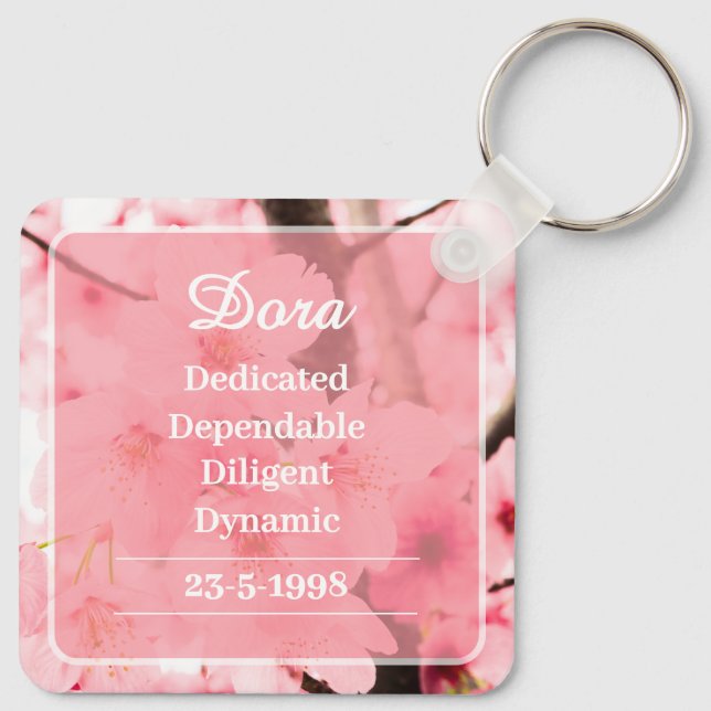 Personalized Initial Name Traits Keychain Gift Nyckelring (Baksida)