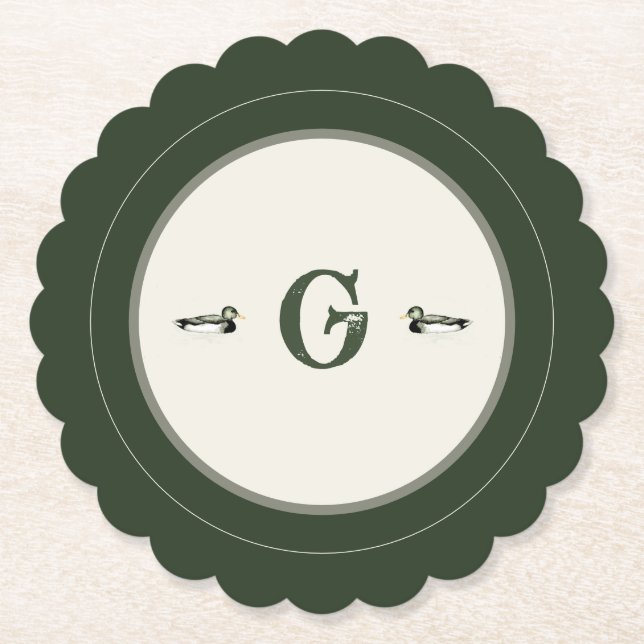 Personalized Initial Vintage Duck Coaster Underlägg Papper (Framsida)
