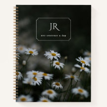 Personalized initials & moody daisies for writer