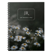 Personalized initials & moody daisies for writer