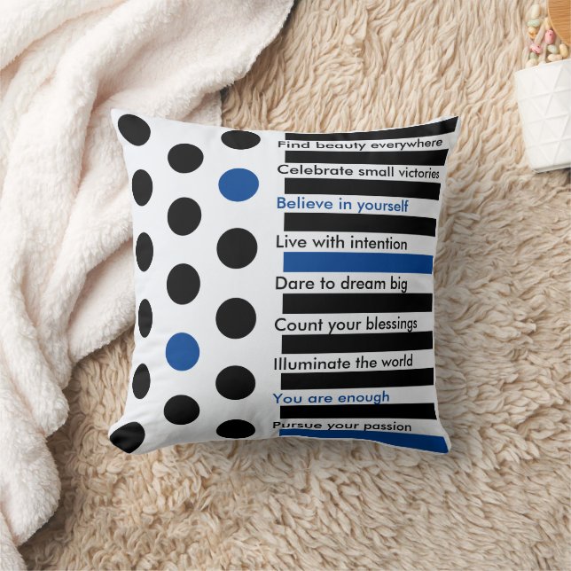 Personalized Inspirational Stripes and Polka Dots Kudde (Filt)