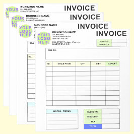 Personalized Invoice Order Form & Business Logo Anteckningsblock