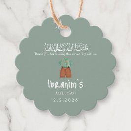 Personalized Islamic Aqiqah Baby Boy Round Gift Gåvor Etiketter